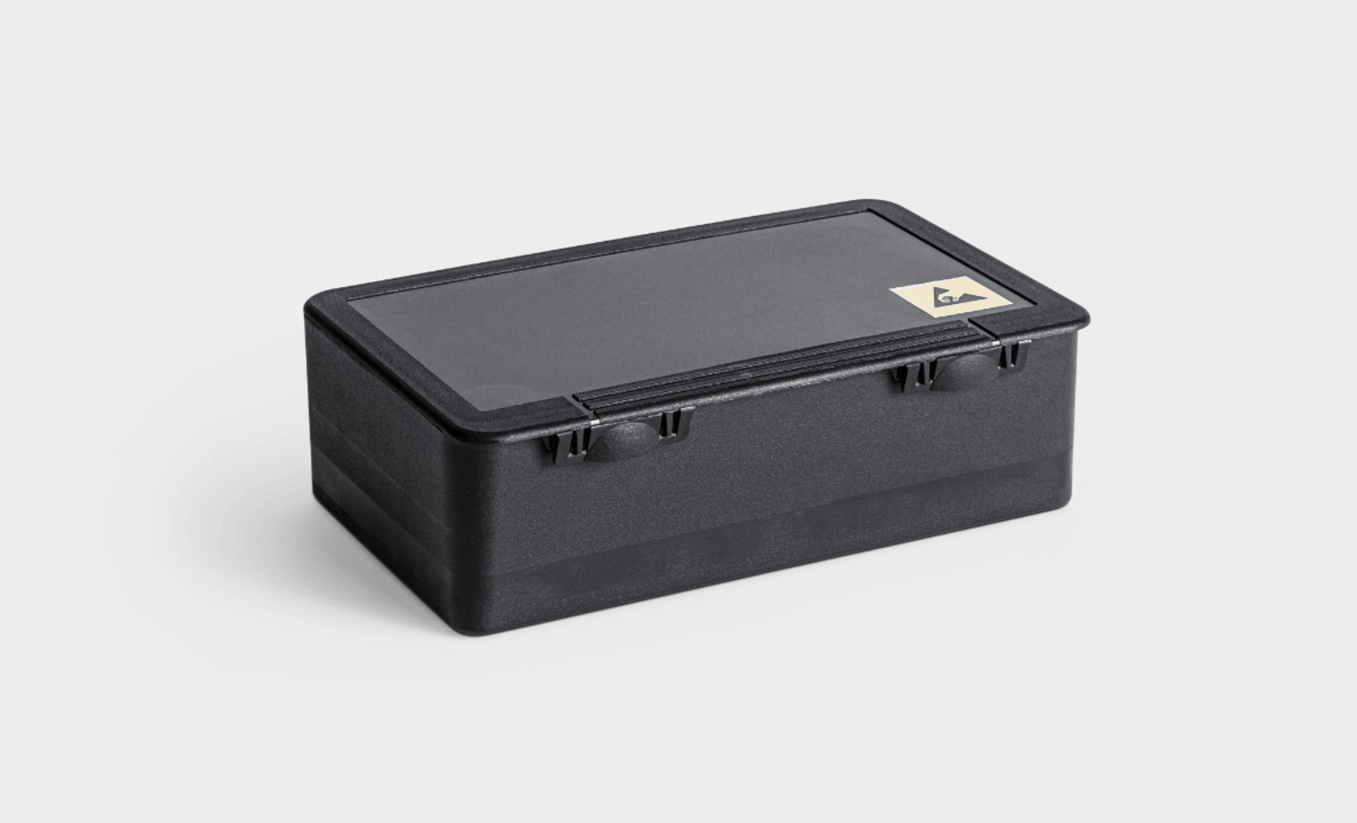 UniBox von rose plastic in ESD-Ausführung mit ESD-Warnsymbol auf dem Deckel
